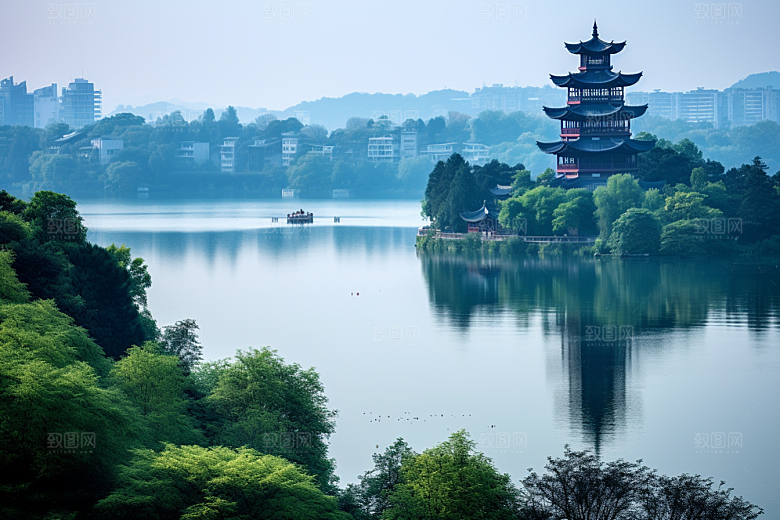 杭州城市风光景点南宋古都摄影图