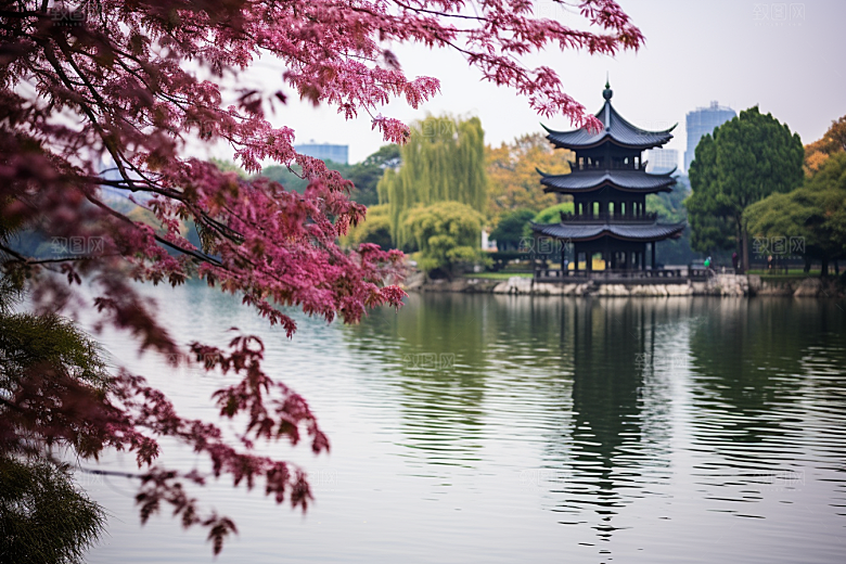 杭州城市风光江南地标摄影图