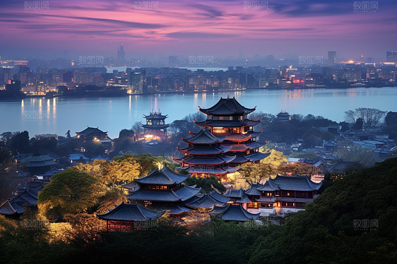 杭州城市风光旅游都市摄影图