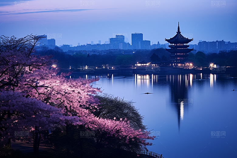 杭州城市风光景点南宋古都摄影图