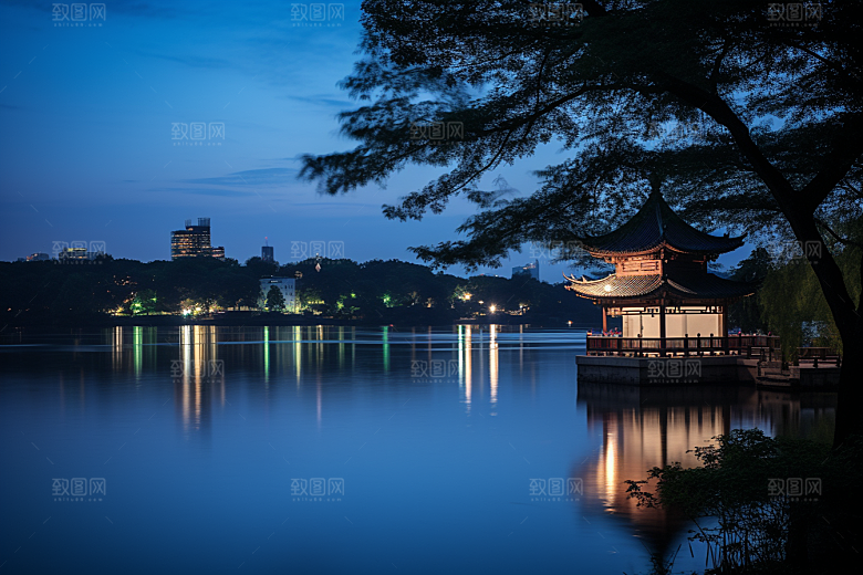 杭州城市风光景点地标摄影图