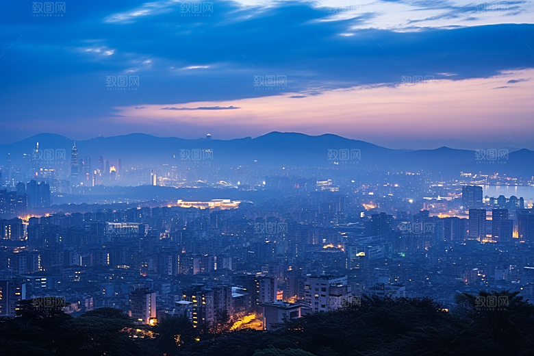 杭州城市风光景色景点摄影图