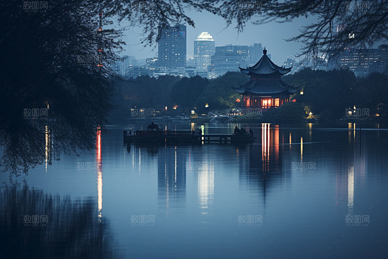 杭州城市风光南宋古都旅行摄影图