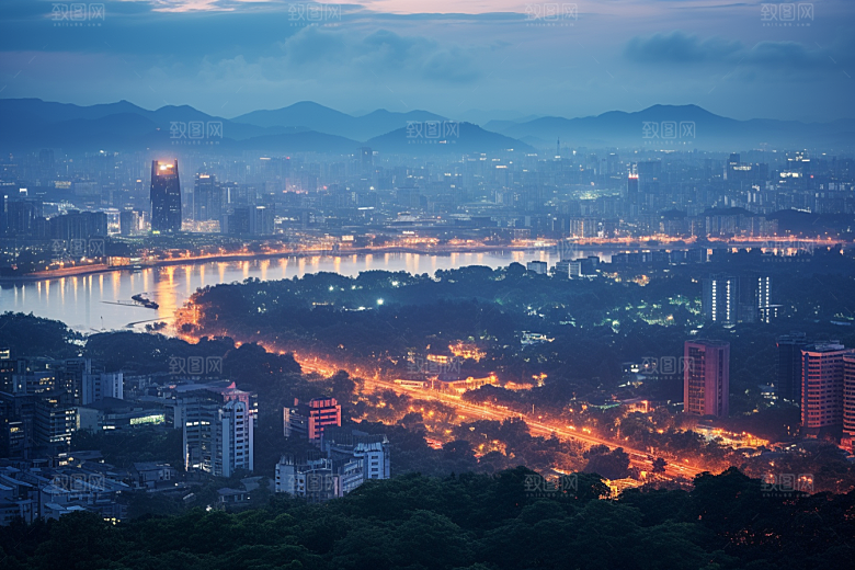 杭州城市风光旅行都市摄影图