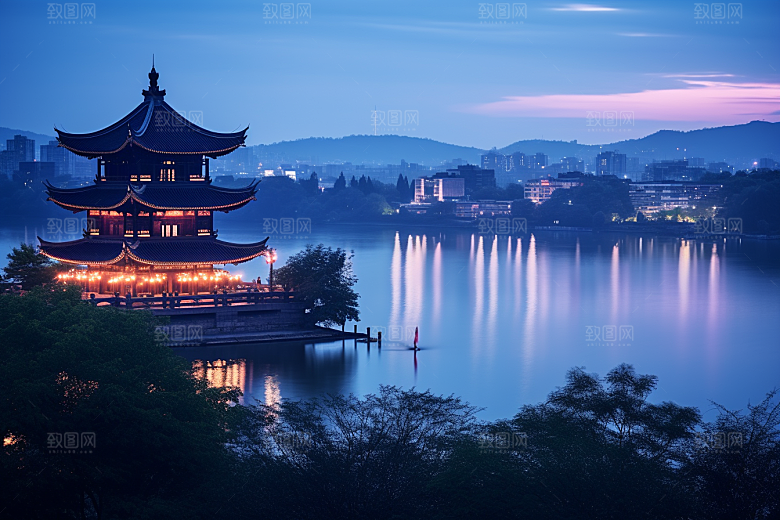 杭州城市风光风景景色摄影图