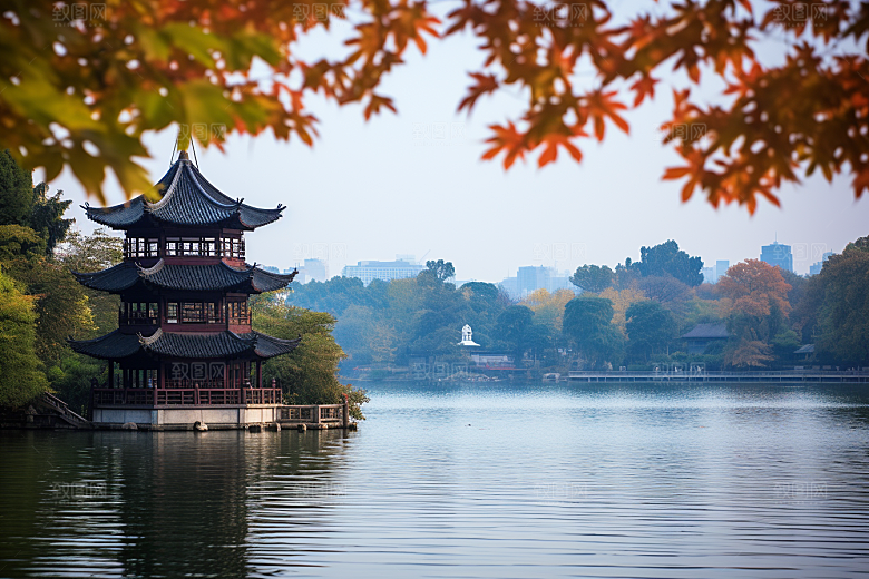 杭州城市风光高清景点摄影图