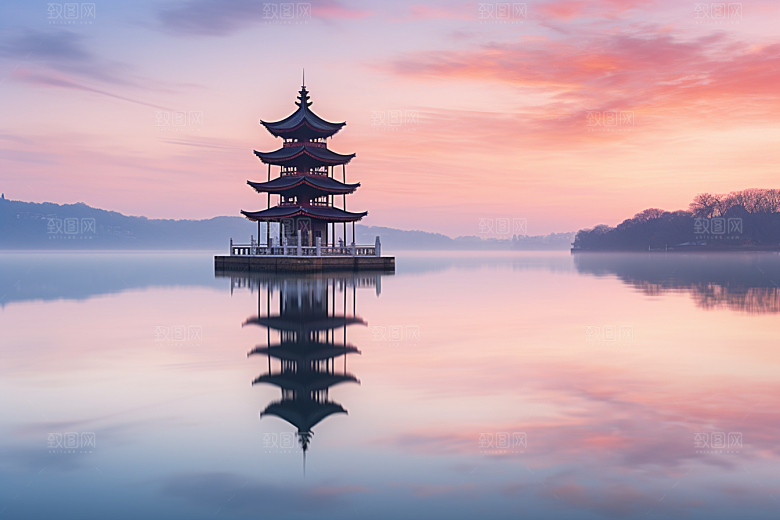 杭州城市风光景点南宋古都摄影图