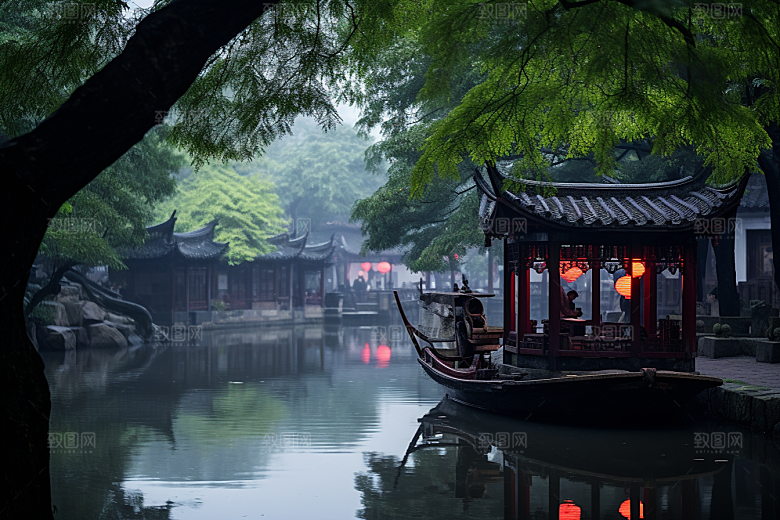 杭州城市风光风景景点摄影图