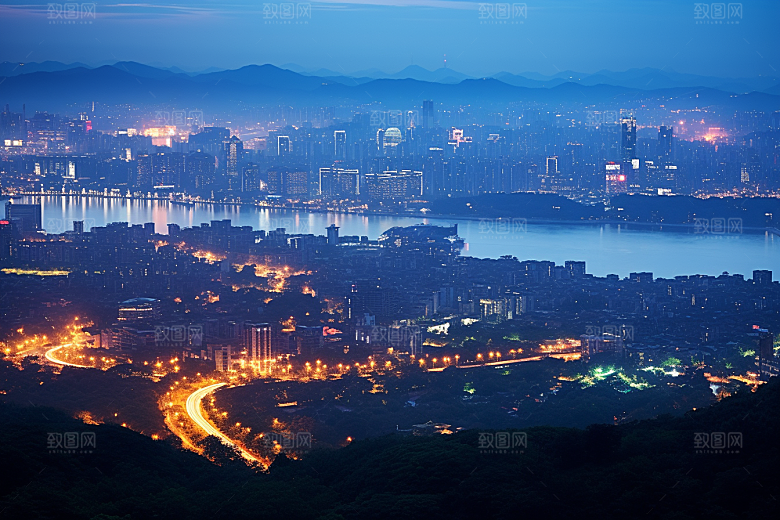 杭州城市风光高清景点摄影图