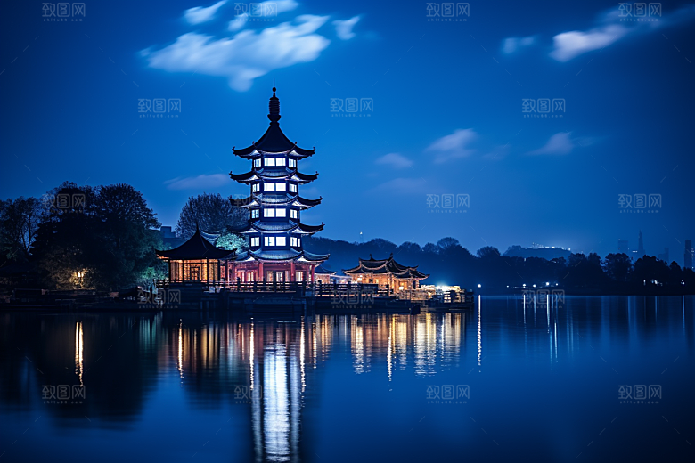 杭州城市风光江南景色摄影图