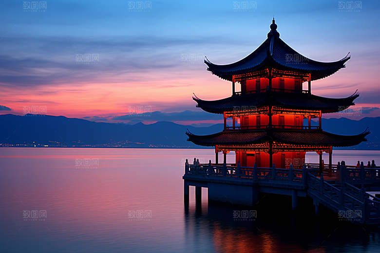 杭州城市风光南宋古都景色摄影图