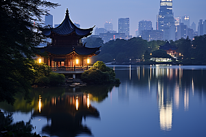 杭州城市风光江南南宋古都摄影图