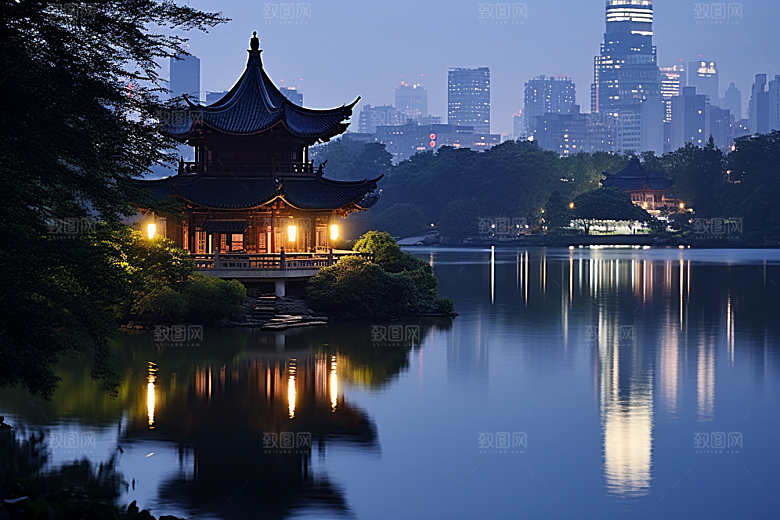 杭州城市风光江南南宋古都摄影图