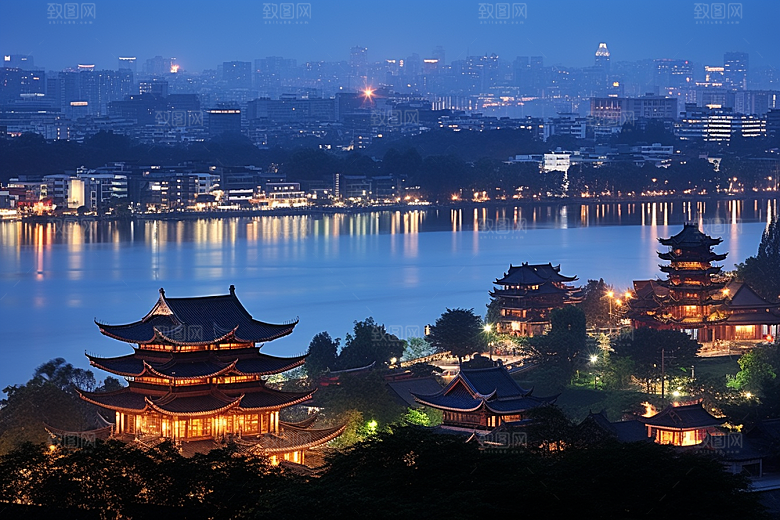 杭州城市风光风景江南摄影图