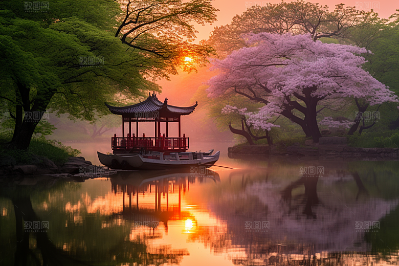杭州城市风光地标景色摄影图
