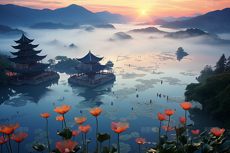 杭州城市风光旅游南宋古都摄影图