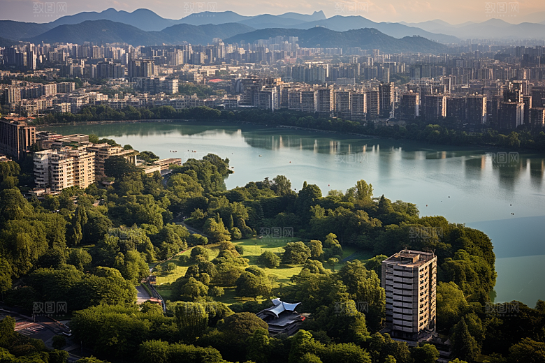 杭州城市风光江南旅游摄影图