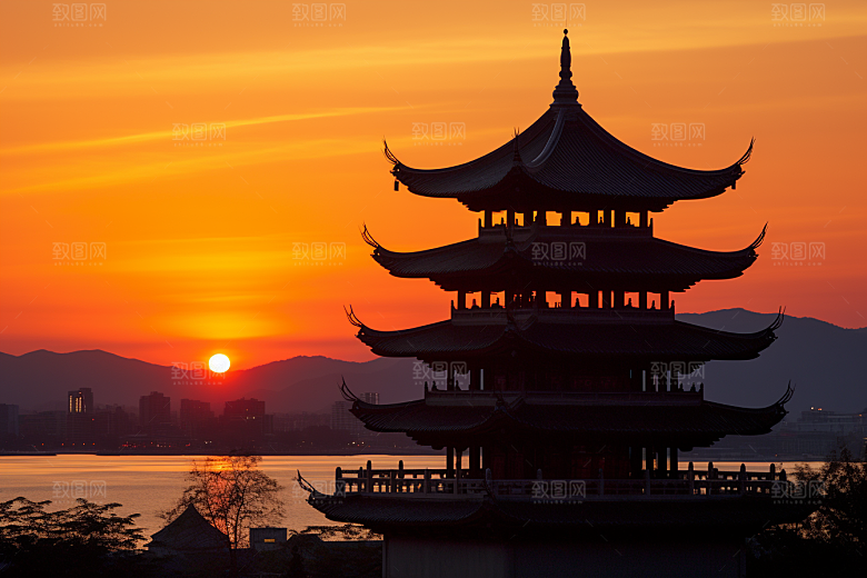 杭州城市风光南宋古都都市摄影图