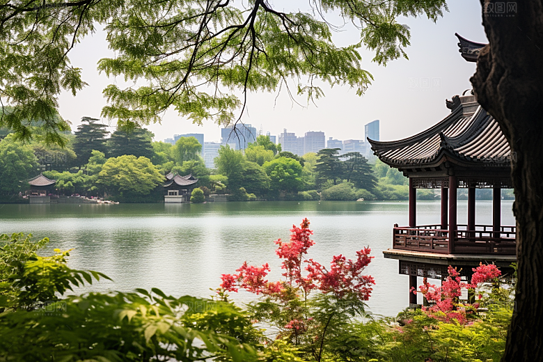 杭州城市风光地标景色摄影图