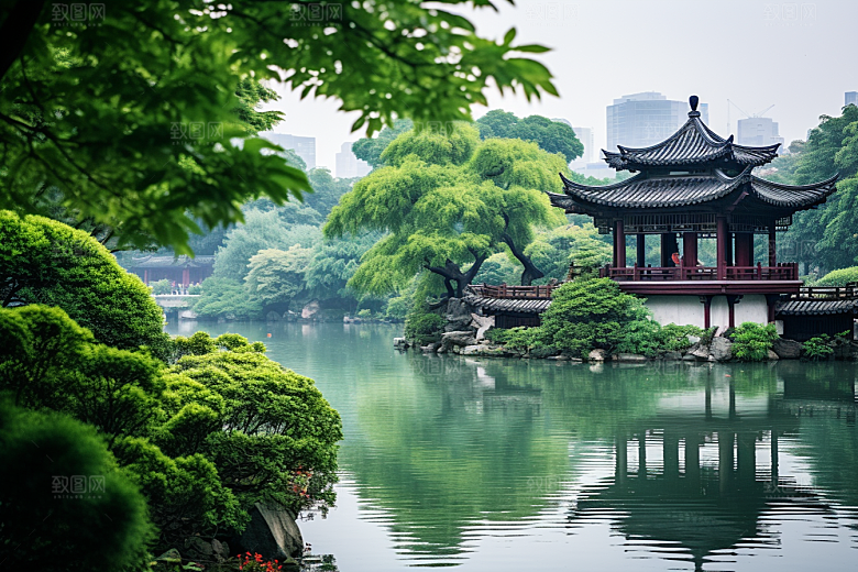 杭州城市风光旅游景点摄影图