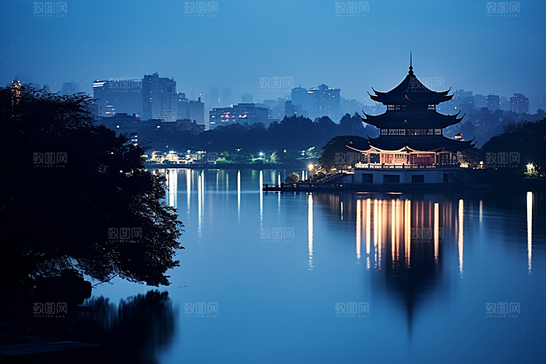 杭州城市风光景色旅行摄影图