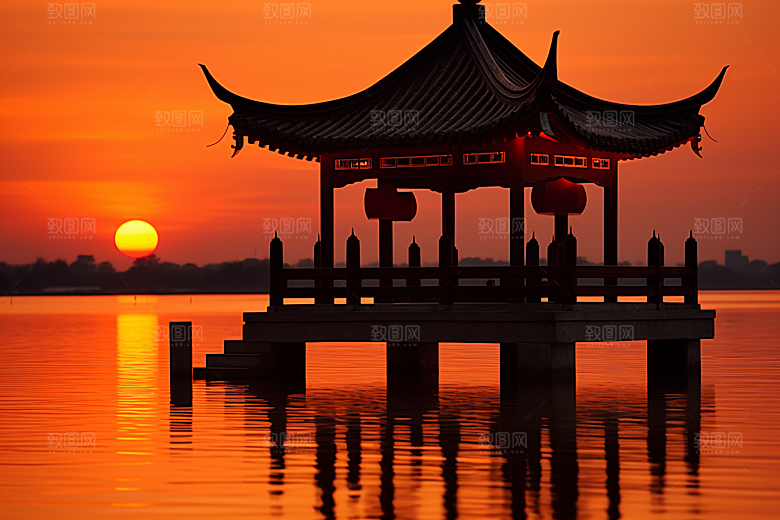 杭州城市风光景点旅游摄影图