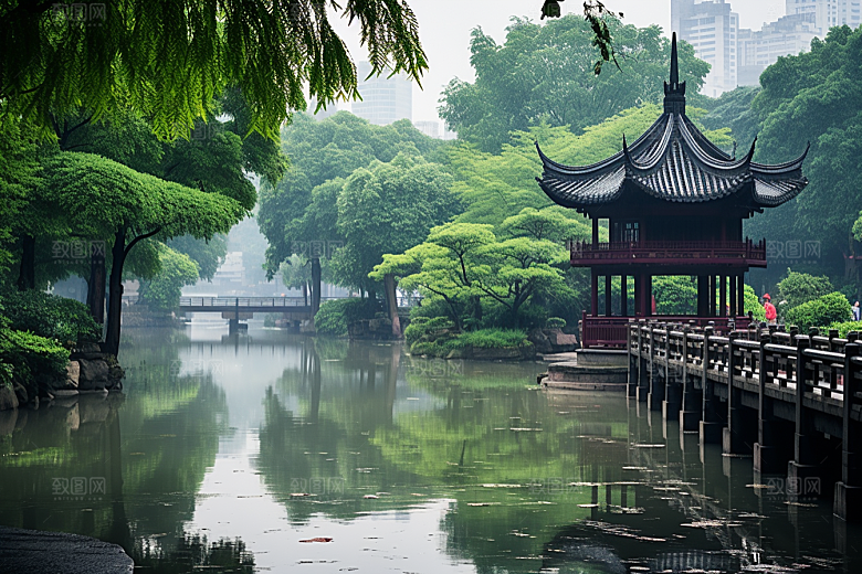 杭州城市风光地标景色摄影图