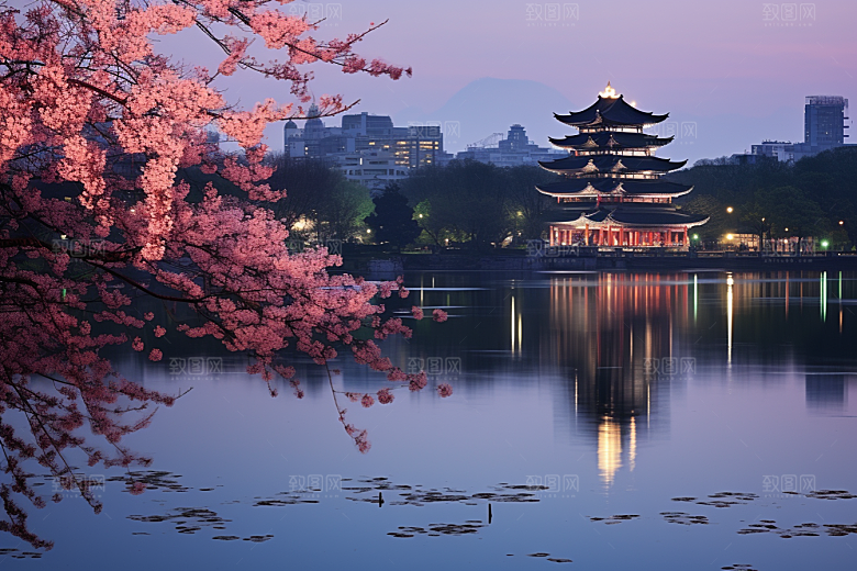 杭州城市风光景色旅游摄影图