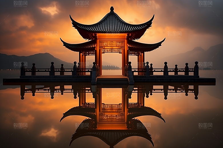 杭州城市风光江南地标摄影图