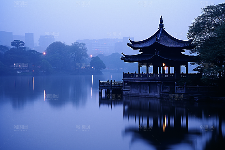杭州城市风光景点江南摄影图