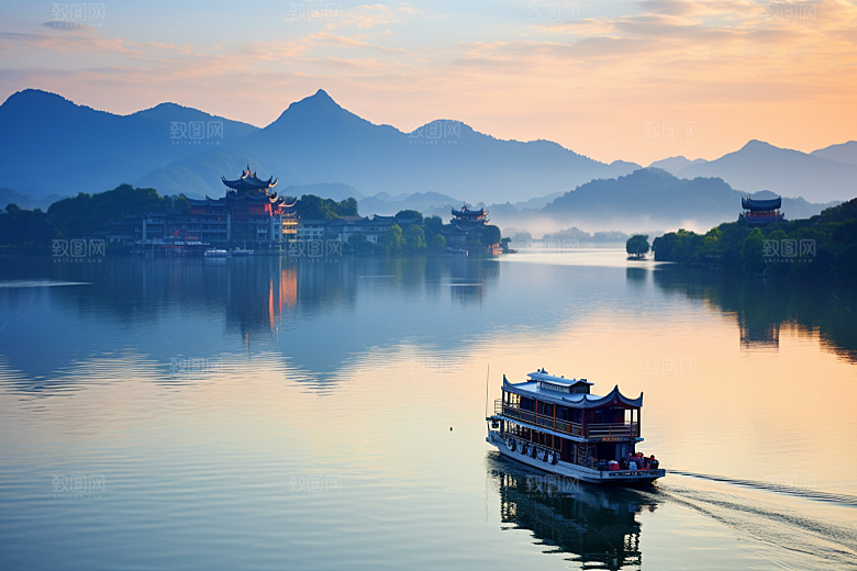 杭州城市风光景点风景摄影图
