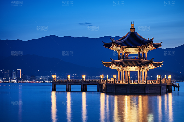 杭州城市风光江南旅游摄影图