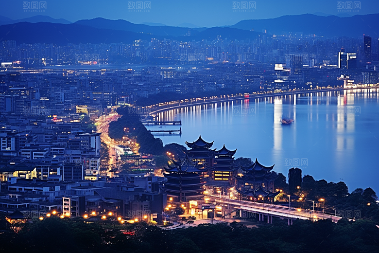 杭州城市风光景点国内游摄影图