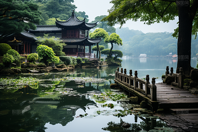 杭州城市风光景色地标摄影图