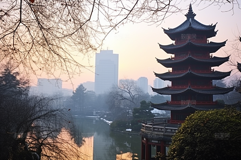 杭州城市风光风景旅行摄影图