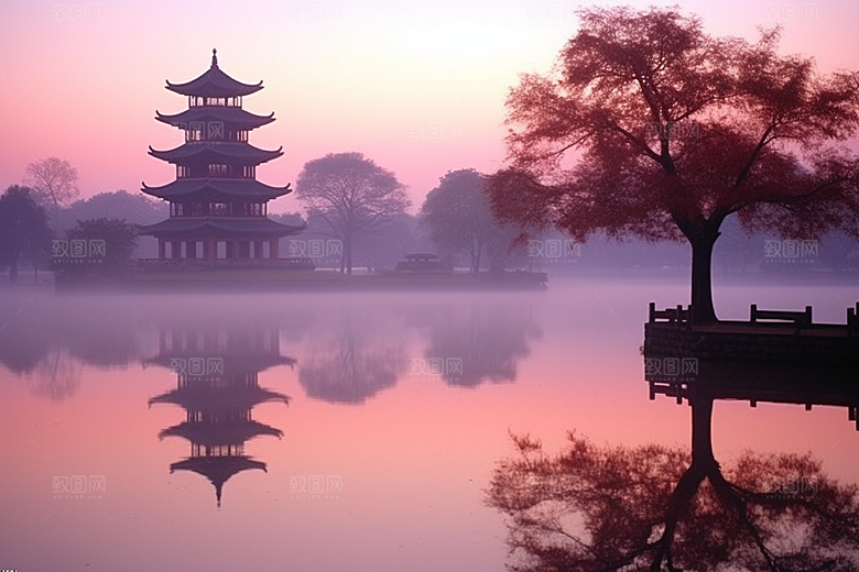 杭州城市风光地标风景摄影图