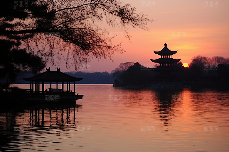 杭州城市风光旅游地标摄影图