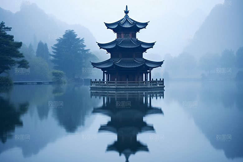 杭州城市风光江南景色摄影图