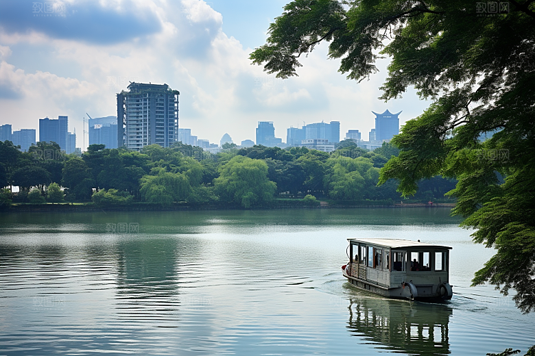 杭州城市风光景点地标摄影图