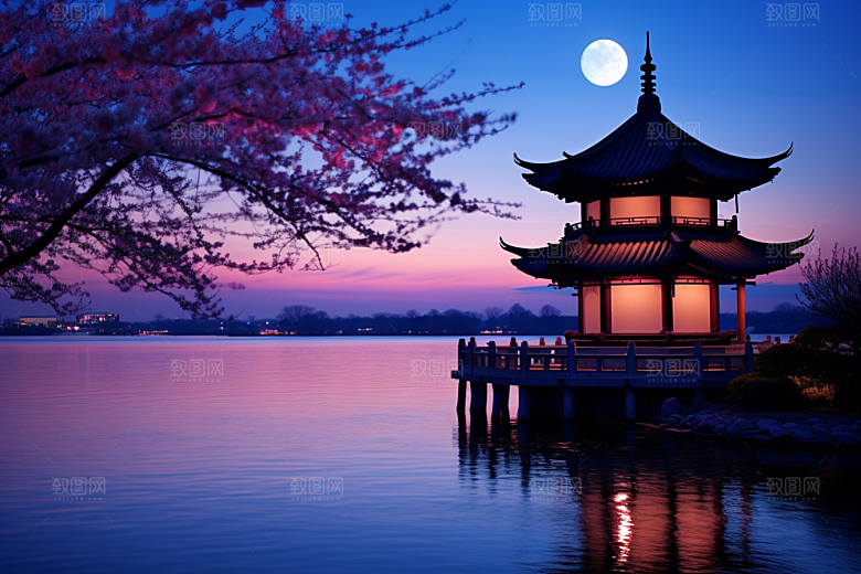 杭州城市风光都市景点摄影图
