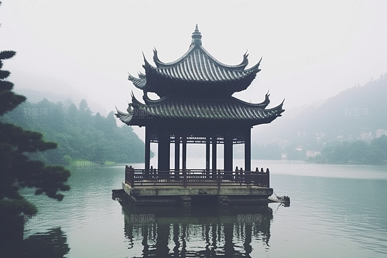 杭州城市风光景点地标摄影图