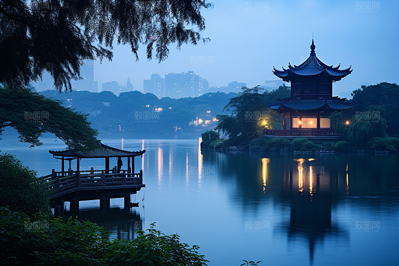 杭州城市风光地标旅游摄影图