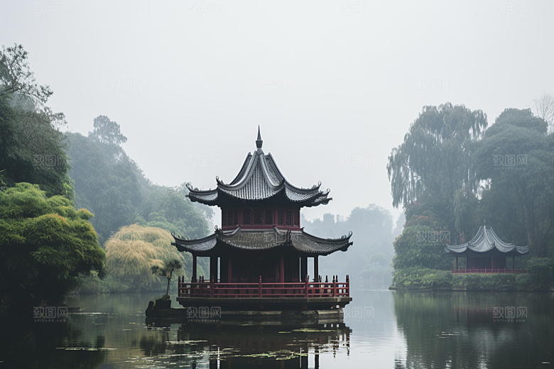杭州城市风光地标景色摄影图