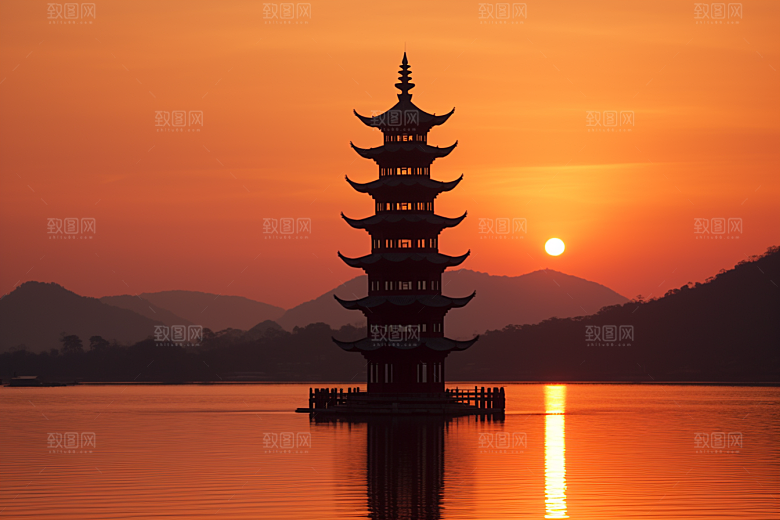 杭州城市风光高清地标摄影图