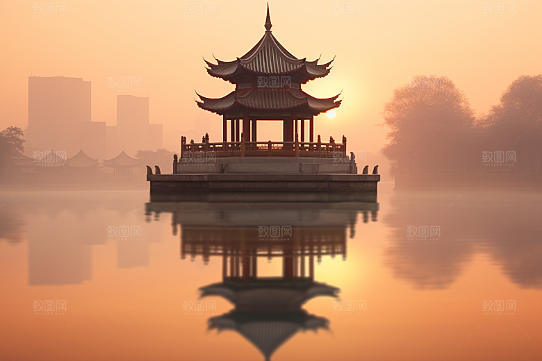 杭州城市风光景点江南摄影图