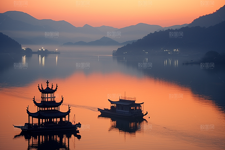 杭州城市风光旅行景色摄影图