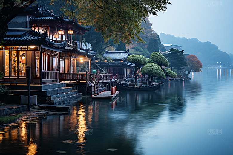 杭州城市风光景点景色摄影图
