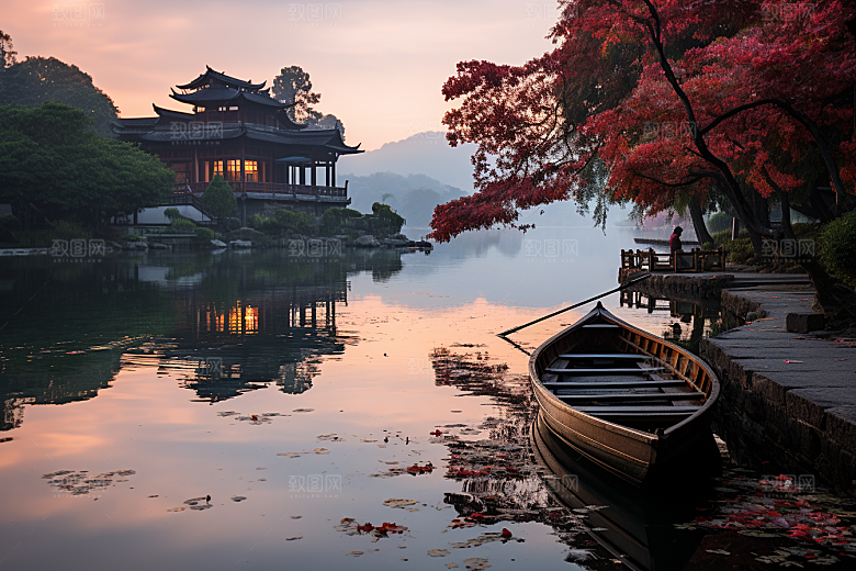 杭州城市风光景色景点摄影图
