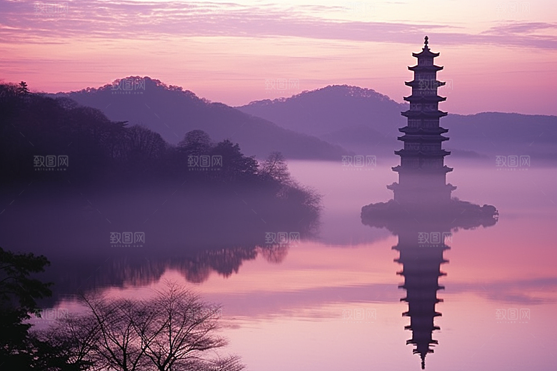 杭州城市风光江南旅游摄影图
