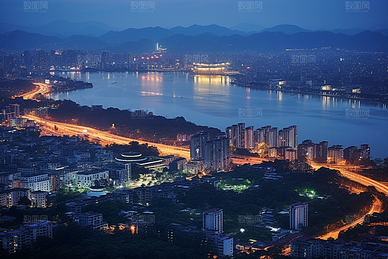 杭州城市风光高清风景摄影图
